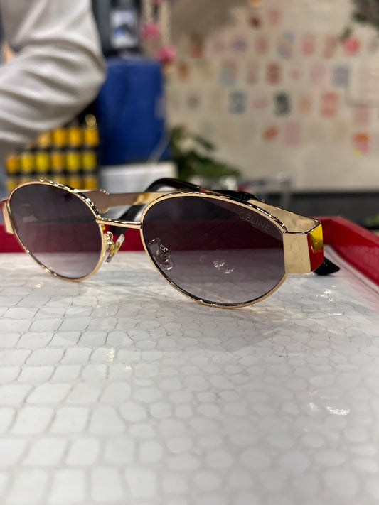 Cel Lec Gold Frame Black Frame Unisex Sunglass 25003 55 17 145