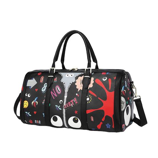 EYE THEME Big Eye Vertical Zipper Colour Print Premium Quality Multicolour Print Leather Travel Duffle Bag 1080