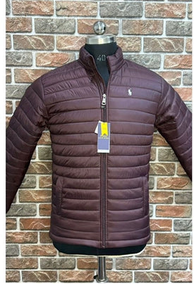 LOP Maroon Colour Front Logo Embroidery Puffer Zipper Jacket 78907
