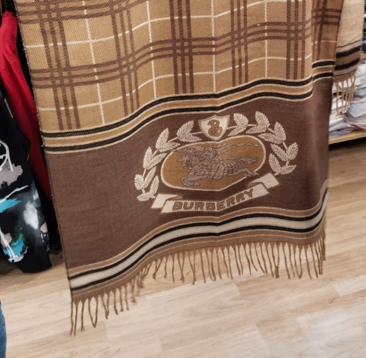 Rub Dark Brown And Light Brown Colour With White Brown Check Winter Muffler 0298
