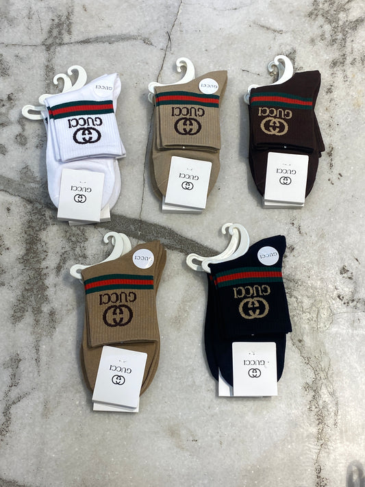 CUG Imported Red Green Striped GG Print Chinese Unisex Socks 988497