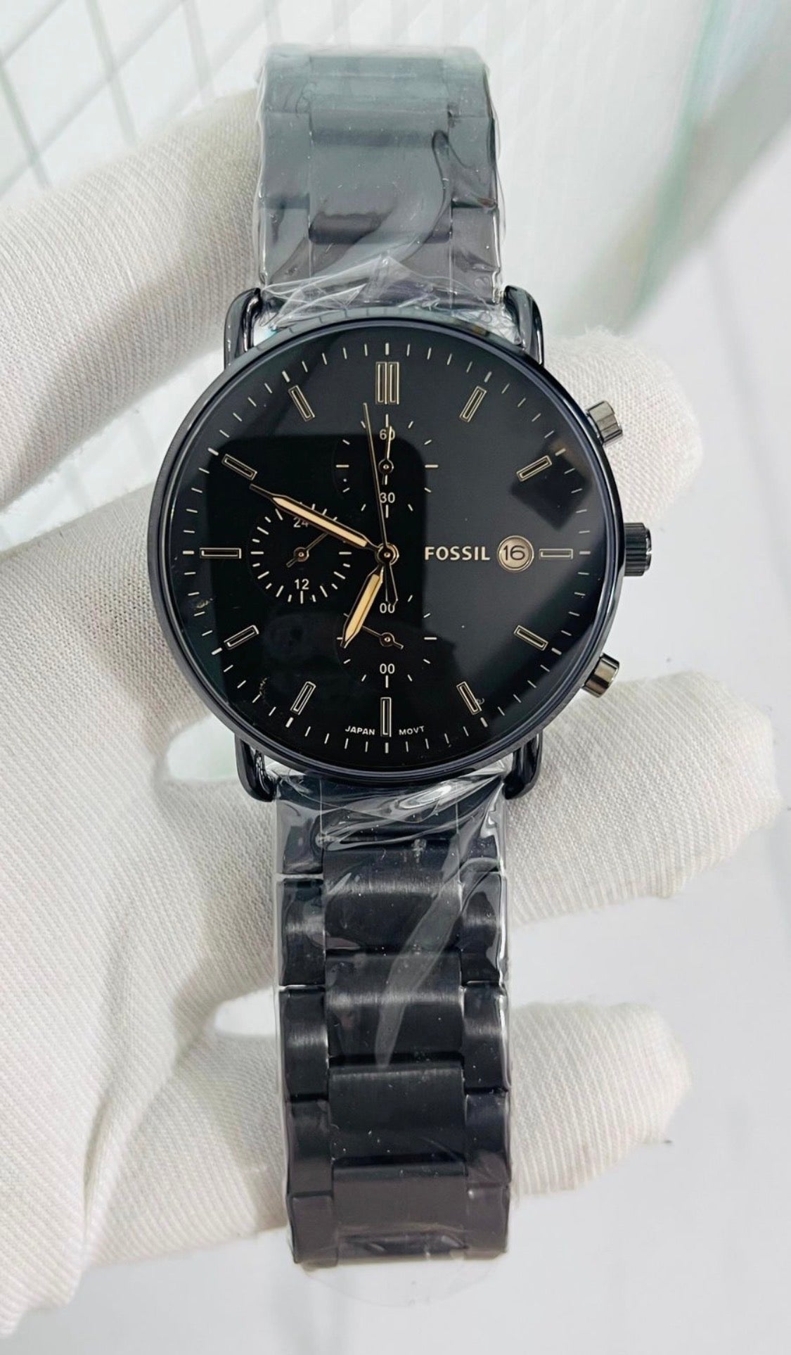 SOF FOS Black Chain Black Dial Chronograph Working Men Watch 990825