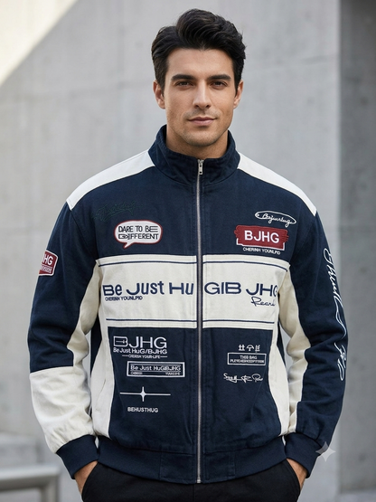 DESIGNER Navy Blue Cream  Colour Dark To Be Different Embroidery Premium Quality Unisex Imported Jacket 26906-A