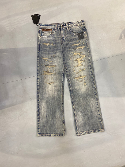 UOL LOU Light Blue Grey Colour Rugged Style Straight Fit Men’s Jeans 14368