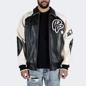 Pelle Pelle Soda Club Pp Print Black White Leather Jacket 2567 3XL