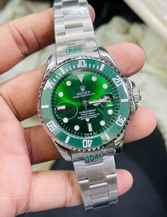 Lor Silver Green Automatic Chain Watch For Men 400196