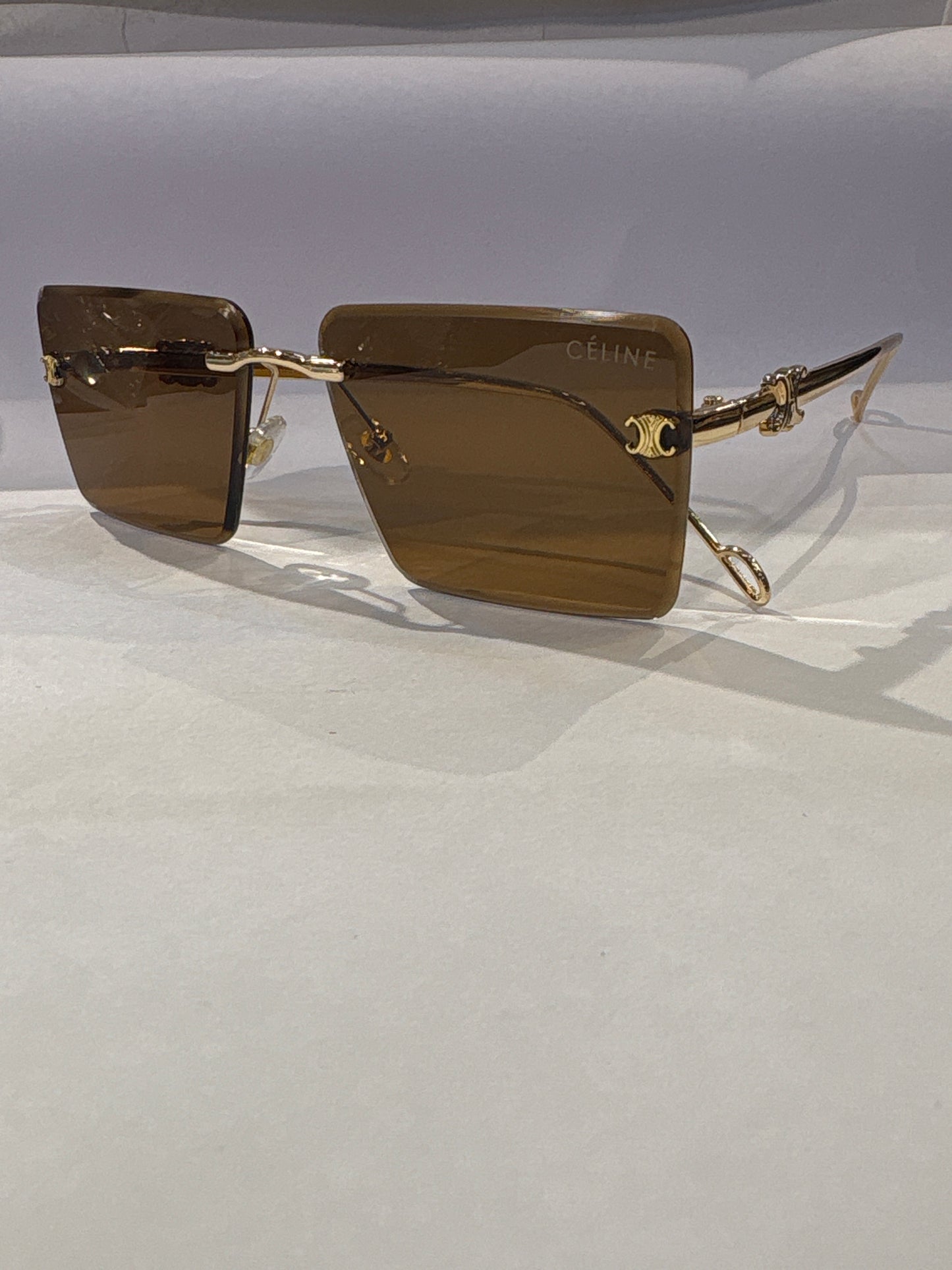 Lec Gold Frame Brown Shade Unisex Sunglass 98264 58 18 140
