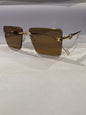 Lec Gold Frame Brown Shade Unisex Sunglass 98264 58 18 140