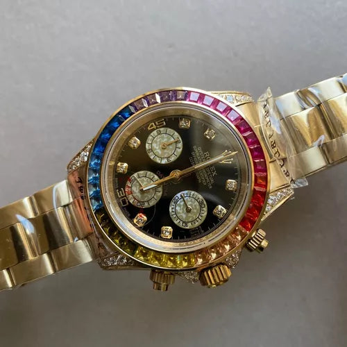 Lor Rainbow Chrono Gold Chain Watch for Men