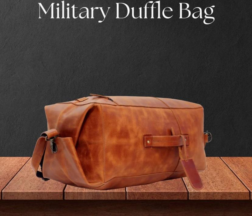 Tan LDA Genuine Leather Big Size Millitary Style Travelling Duffle Bag 988086