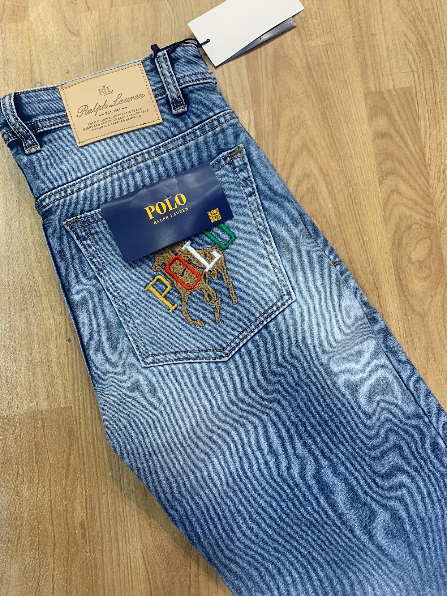 LOP Jeans Light Blue Colour Straight Fit Back Embroidered Print H4015