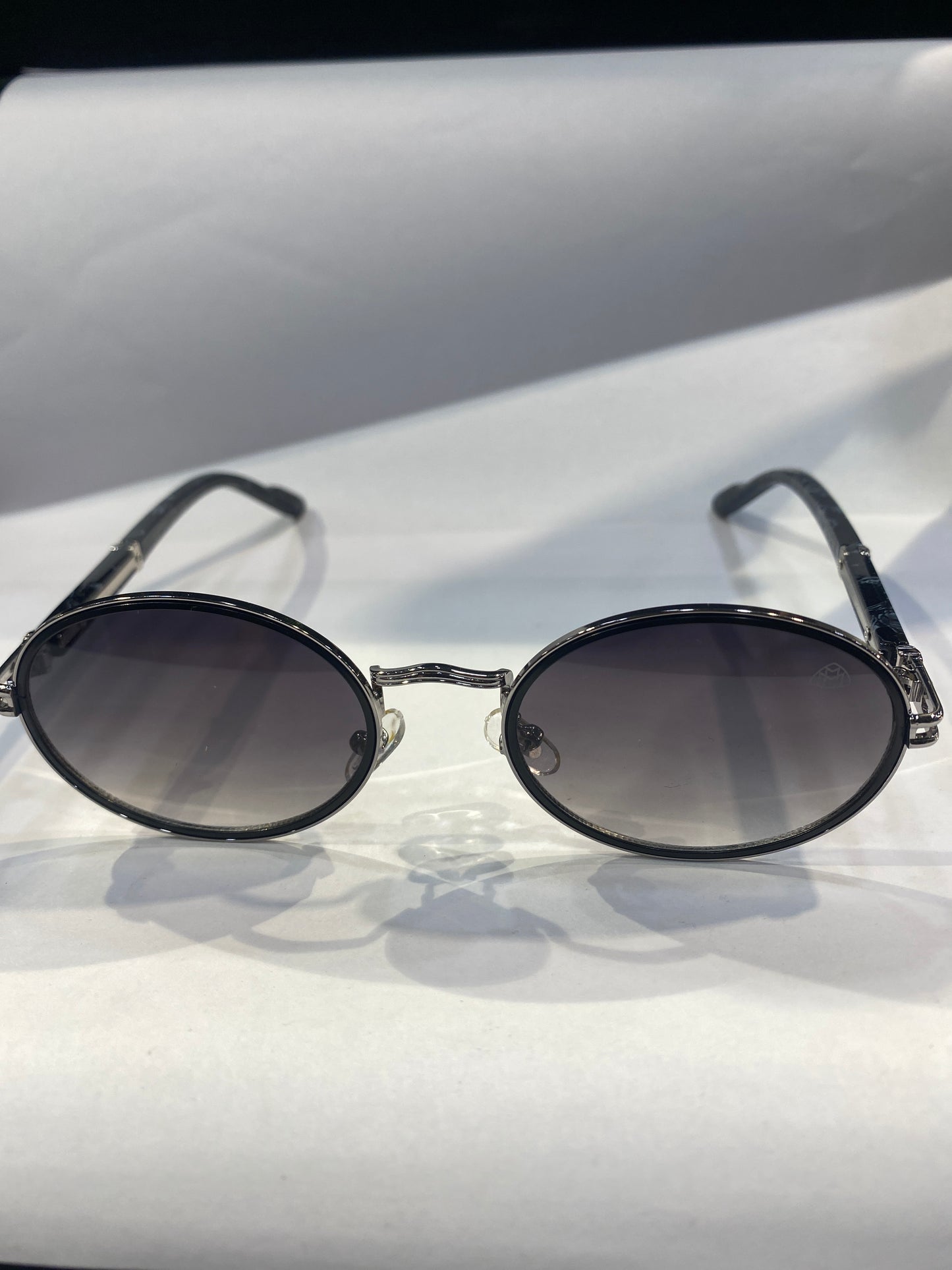YAM Silver Black Frame Black Shade Unisex Sunglass 5G111 50 18 150