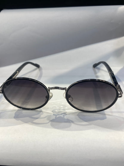 YAM Silver Black Frame Black Shade Unisex Sunglass 5G111 50 18 150