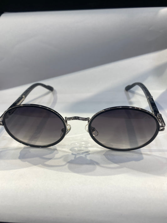 YAM Silver Black Frame Black Shade Unisex Sunglass 5G111 50 18 150