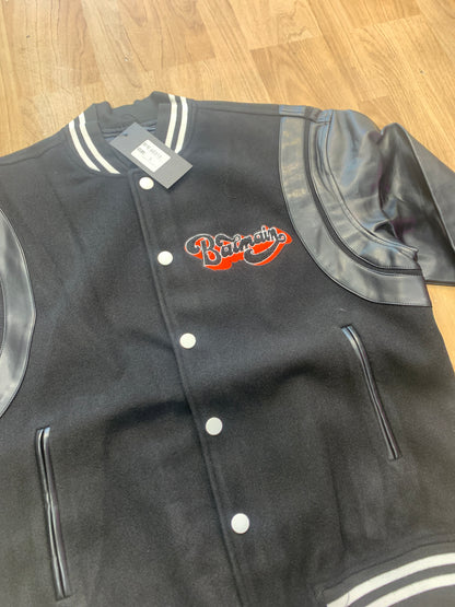 LAB Black Colour With Front  Embroidery Premium Quality Varsity Jacket 90952