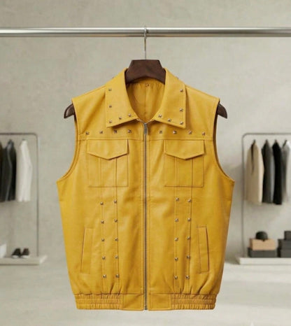 FASHION Multi Colour Studd  Premium Quality Unisex Half Leather Jacket 991428-A