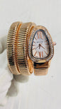 LVB Copper Snake Chain Ladies Stud White Dial Watch 990462