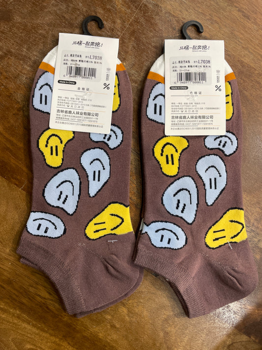 Yplrf Brown Colour Smiley Print Premium Quality Ankle Socks 991287