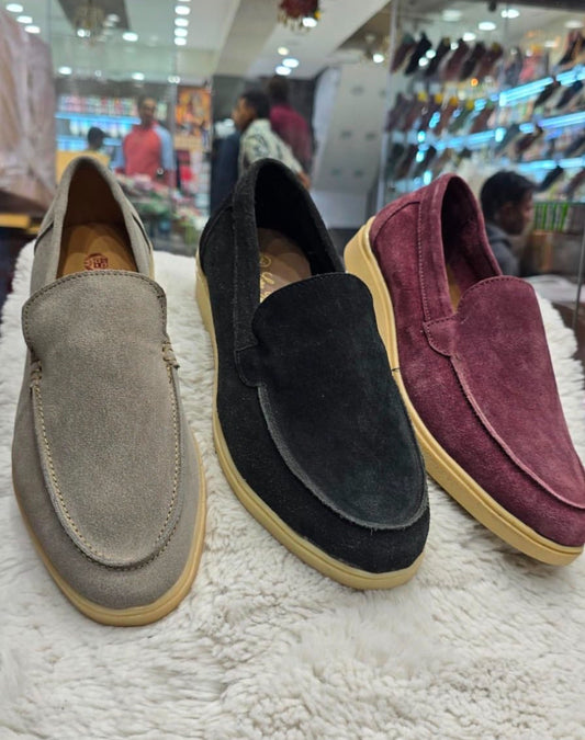 LP Lor Wine Suede Leather Cream Sole Formal Loafer Shoes 4304
