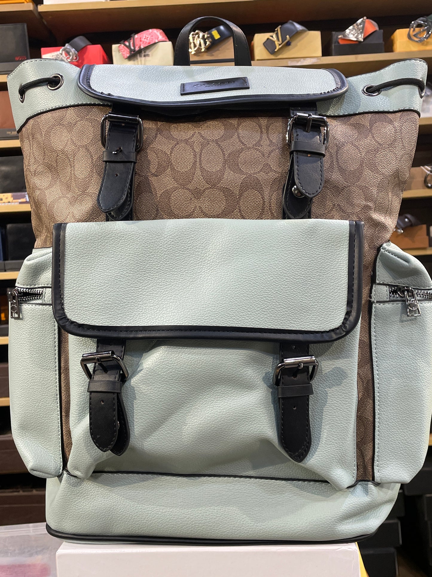 AOC COA CC Print Brown Pista Green Unisex Backpack 2416