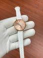 Mra White Strap Copper Ring Copper Dial Ladies Watch 987763