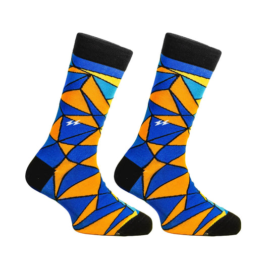 PAPA SOCKS  Orange & Blue Colour Premium Quality Full Unisex Socks 989945