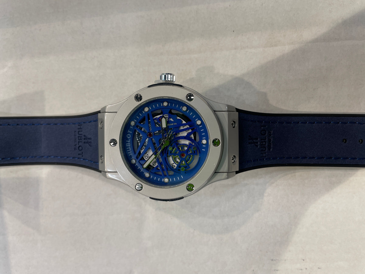 BUH HUB Blue Strap Silver Ring Blue Dial Men’s Watch 991238