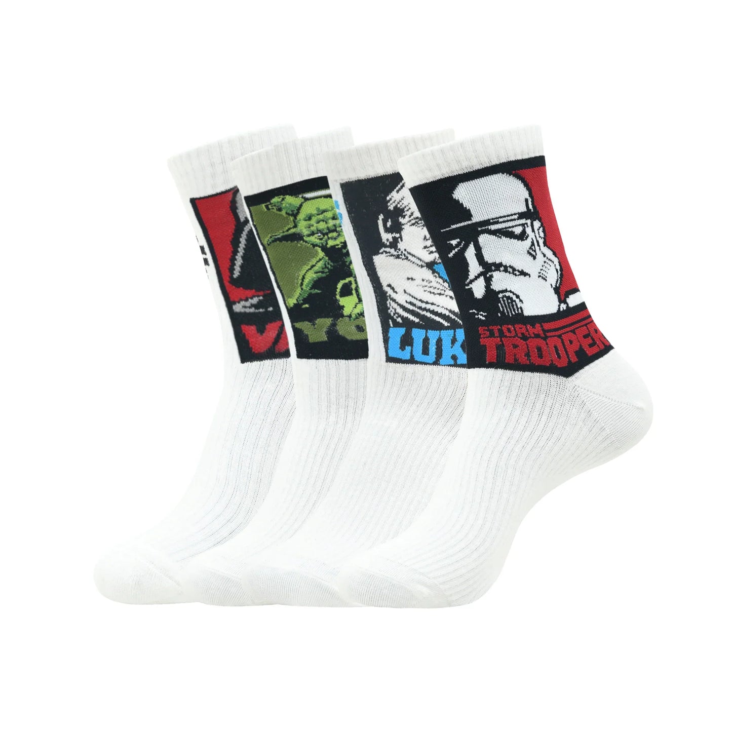 BALENZIA STAR WARS GIFT PACK FOR MEN - CLONE TROOPER, YODA, LUKE SKYWALKER, AND DARTH VADER-HIGH ANKLE SOCKS (WHITE) (PACK OF 4 PAIRS/1U) Your Cart Subtotal