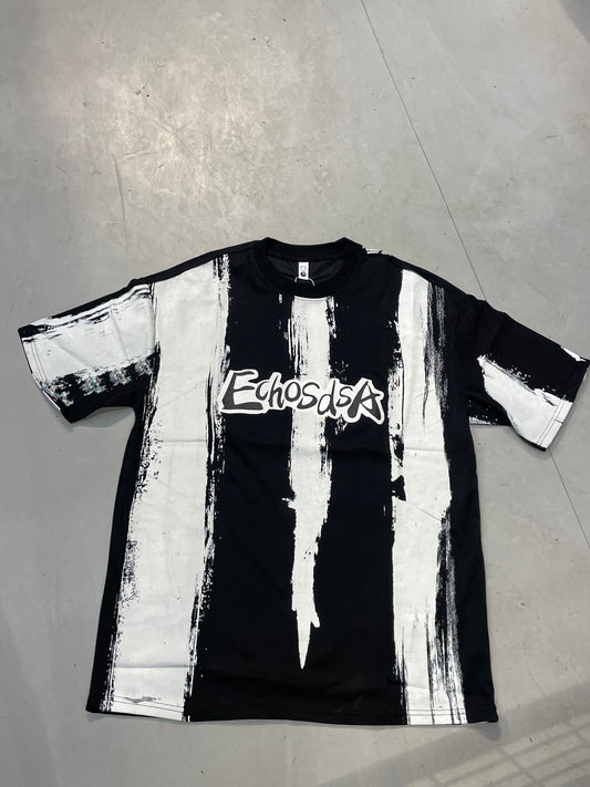 FASLO Echosdsa Round Neck Black White Colour Premium Quality Imported Oversized Unisex TShirt CE3092
