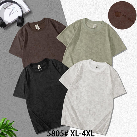 Fashion Style White Colour Acid Wash Round Neck Tshirt 5805