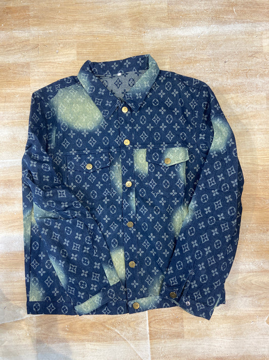 UOL LOU Blue Faded Colour With GG Print Full Sleeve Shacket Shirt 989553