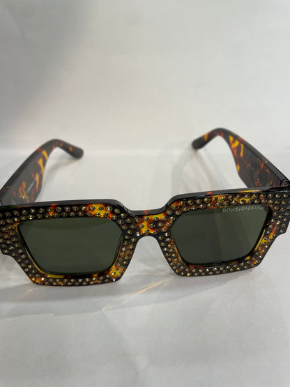 LOD Leopard Frame Green Shade Crystal Rhinestone Sunglass Zs98014 56 16 141