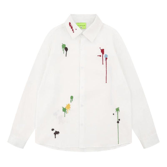Savage Base White Colour Embroidery Work Full Sleeve Imported Shirt YR9289