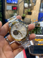 IRO ORI Gold Silver Chain With White Dial Automatic Machine Premium Quality Men’s Watch 990628