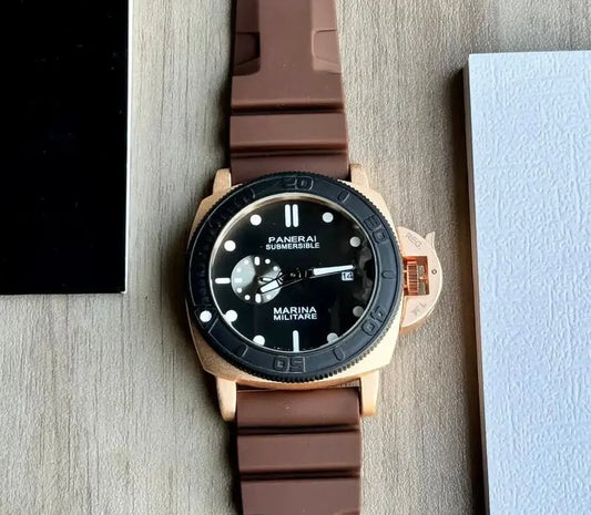 NAP Brown Strap Black Dial Copper Black Ring Watch 987689