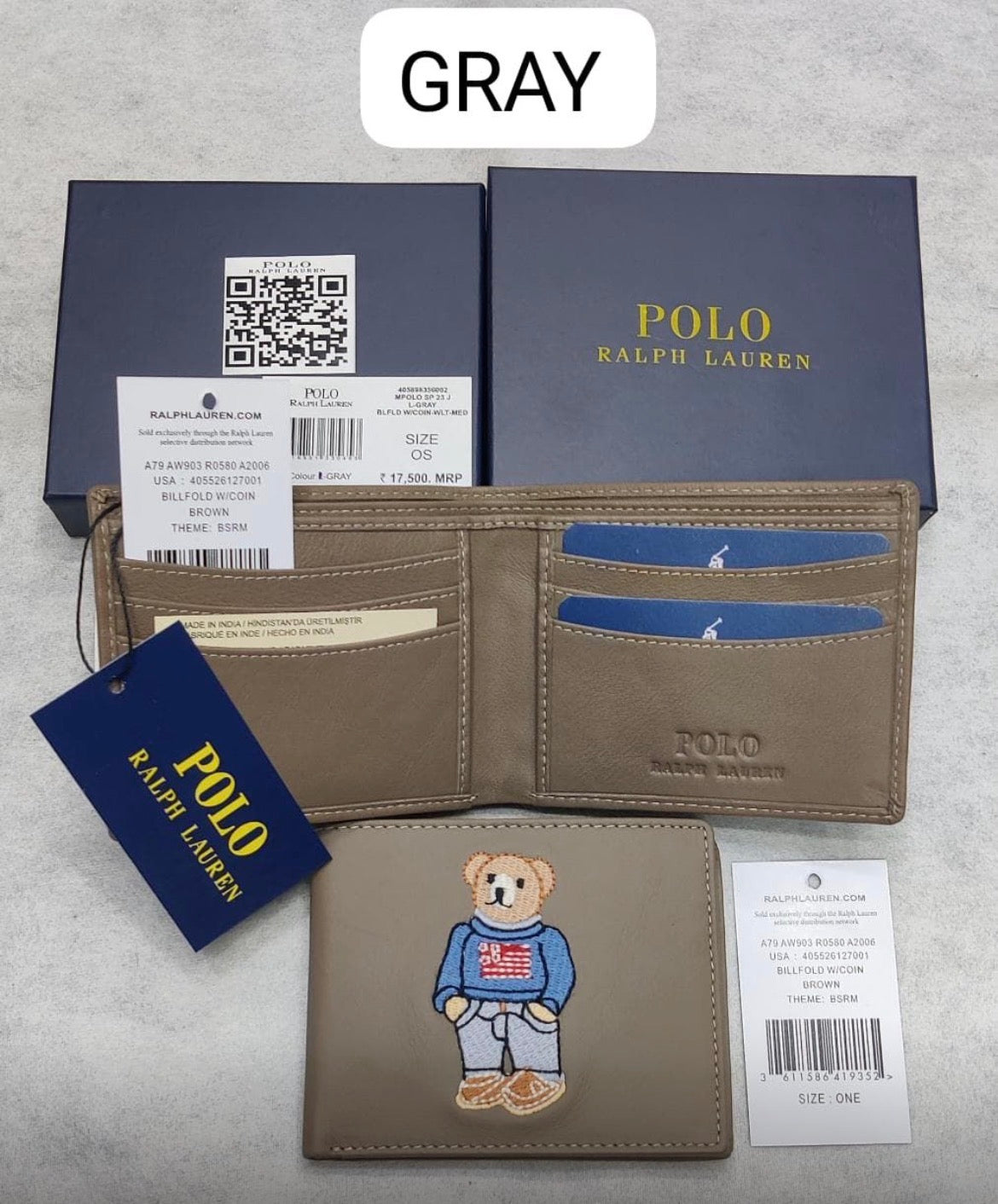 LOP POL Genuine Leather Teddy Embroidered Men’s Wallet 989288