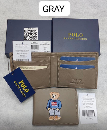 LOP POL Genuine Leather Teddy Embroidered Men’s Wallet 989288