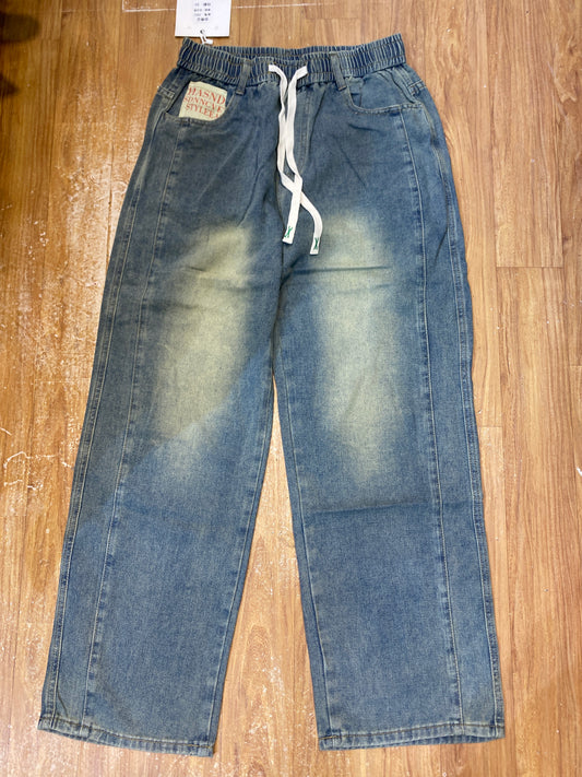HASNDFEWUT Blue Greenish Faded Colour  Baggy Fit Unisex Jogger Pant 7052