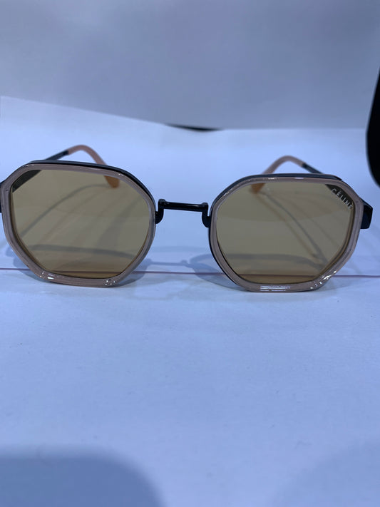 LEC Peach Black Frame Brown Shade Unisex Sunglasses C-556 57 18 140