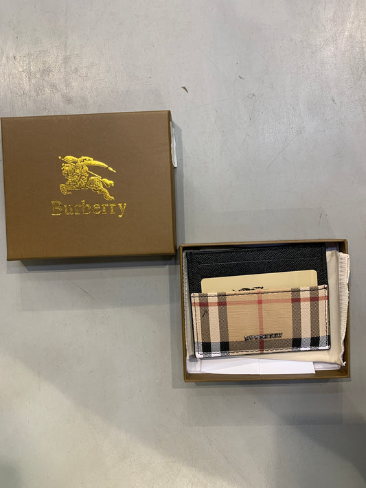 RUB BUR Check Print Italian Leather Imported Unisex Cardholder 990433