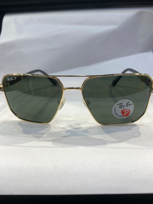 YAR RB Golden Black Frame Green Shade Unisex Aviator Sunglass RB58477 57 16 144