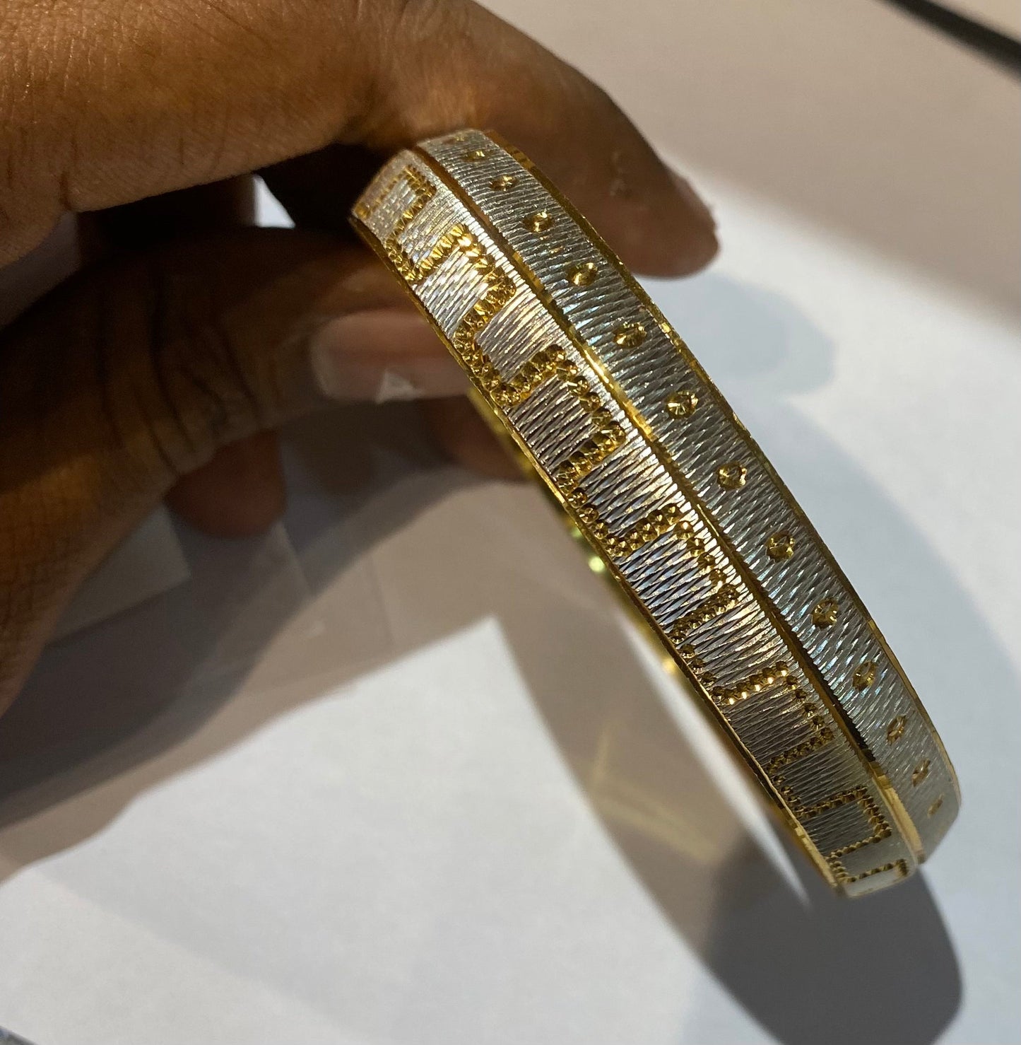 Gold Sliver Colour Premium Quality Unisex Kada Size 14 54309