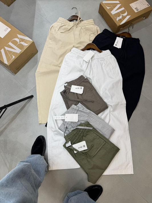 RAZ ZAR White Lining Unisex Linnen Pants 990040