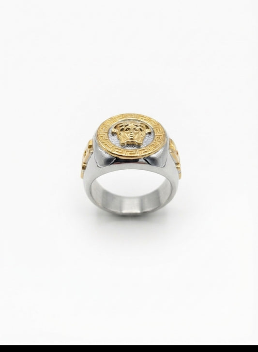 LOR ROL Silver Golden Stylish Ring for Men 991104