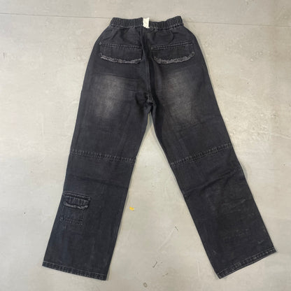 FASHION BEST Gray Black Colour Multi Pocket Imported Unisex Cargo Jeans 2496