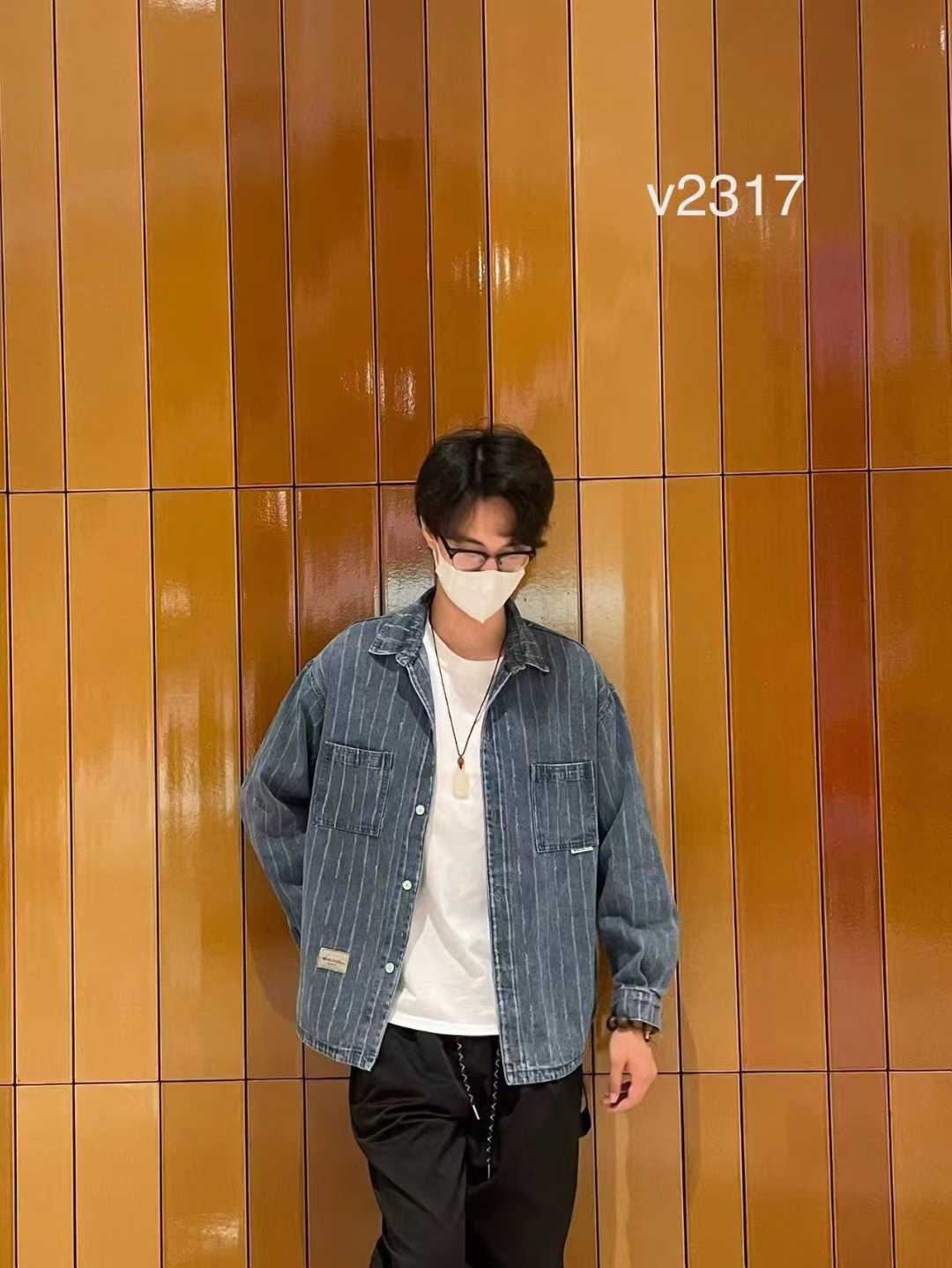 Mingda.Ug Faded Blue Colour Rugged Design Imported Denim Shacket 2317