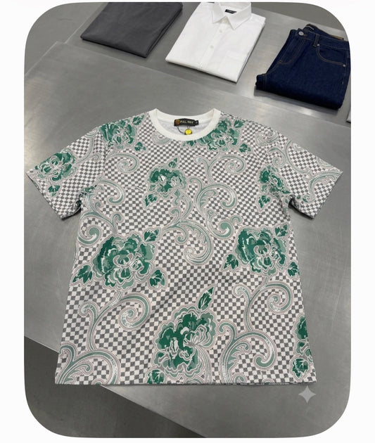 Pull Man White Colour Green Black Print Stretchable Fabric Imported Unisex TShirt PM5085-2