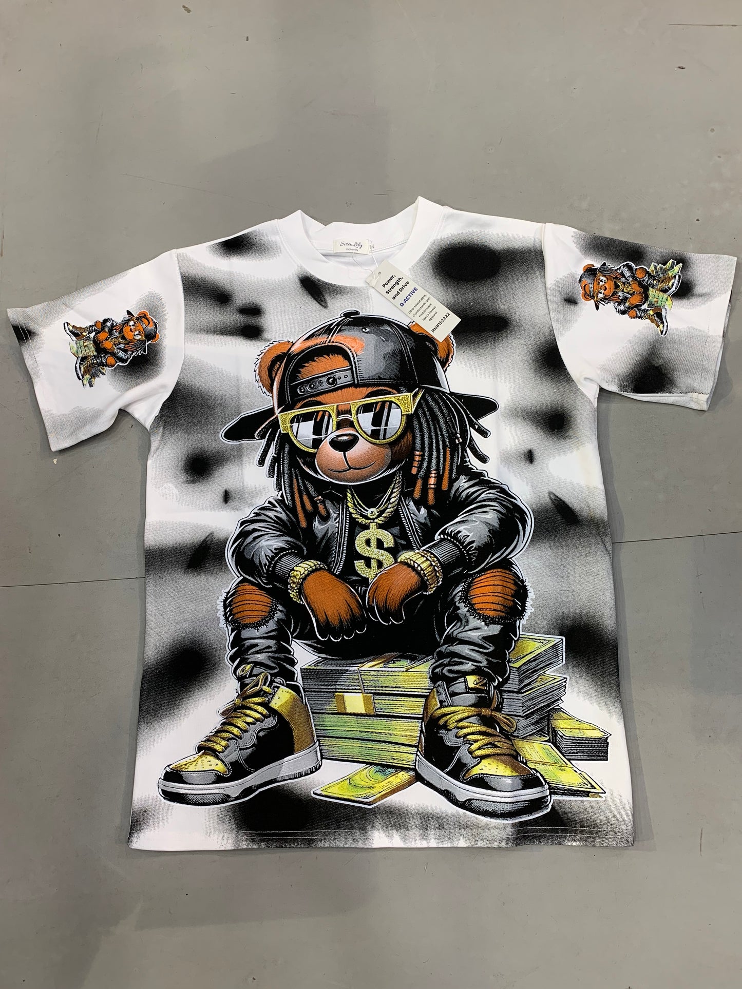 Siren Lily Maternity White Black Faded Colour Teddy Print Premium Quality Imported Oversized Unisex T Shirt 990382