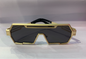 LAS FER Matt Gold Frame Black Shade Golden Stick Unisex Sunglasse