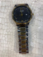 DAR RAD Golden Silver Chain Black Dial Men Watch 990988